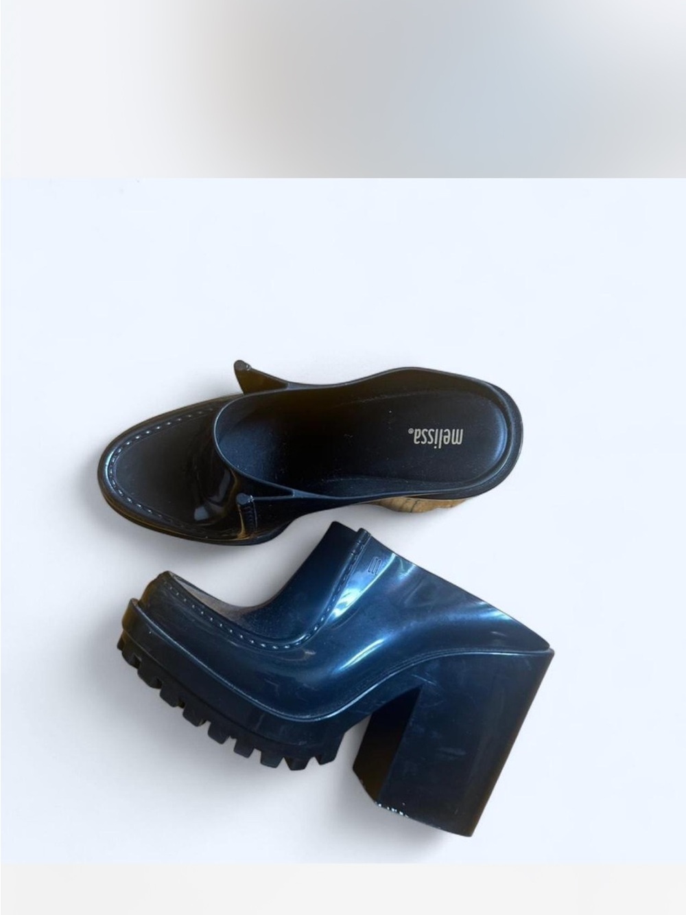 Melissa Navy Blue Chunky Platform Mules